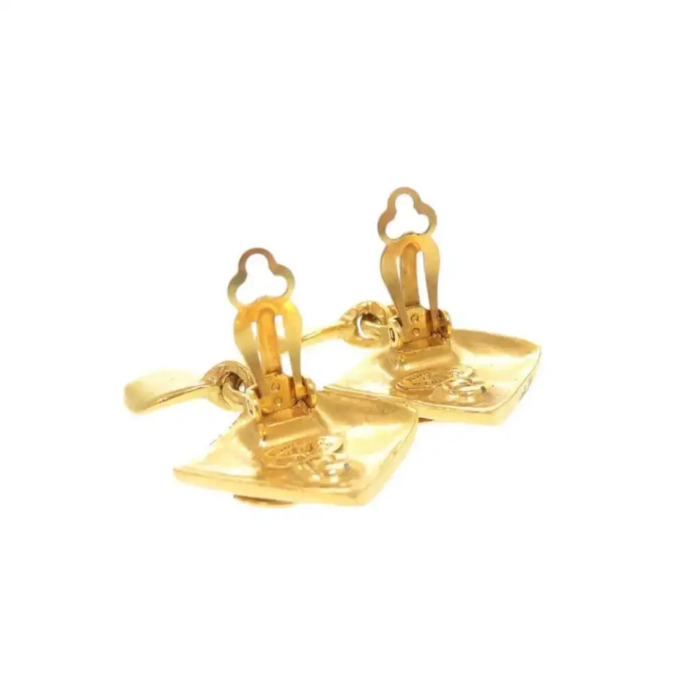 CHANEL Vintage Gold Logo Earrings